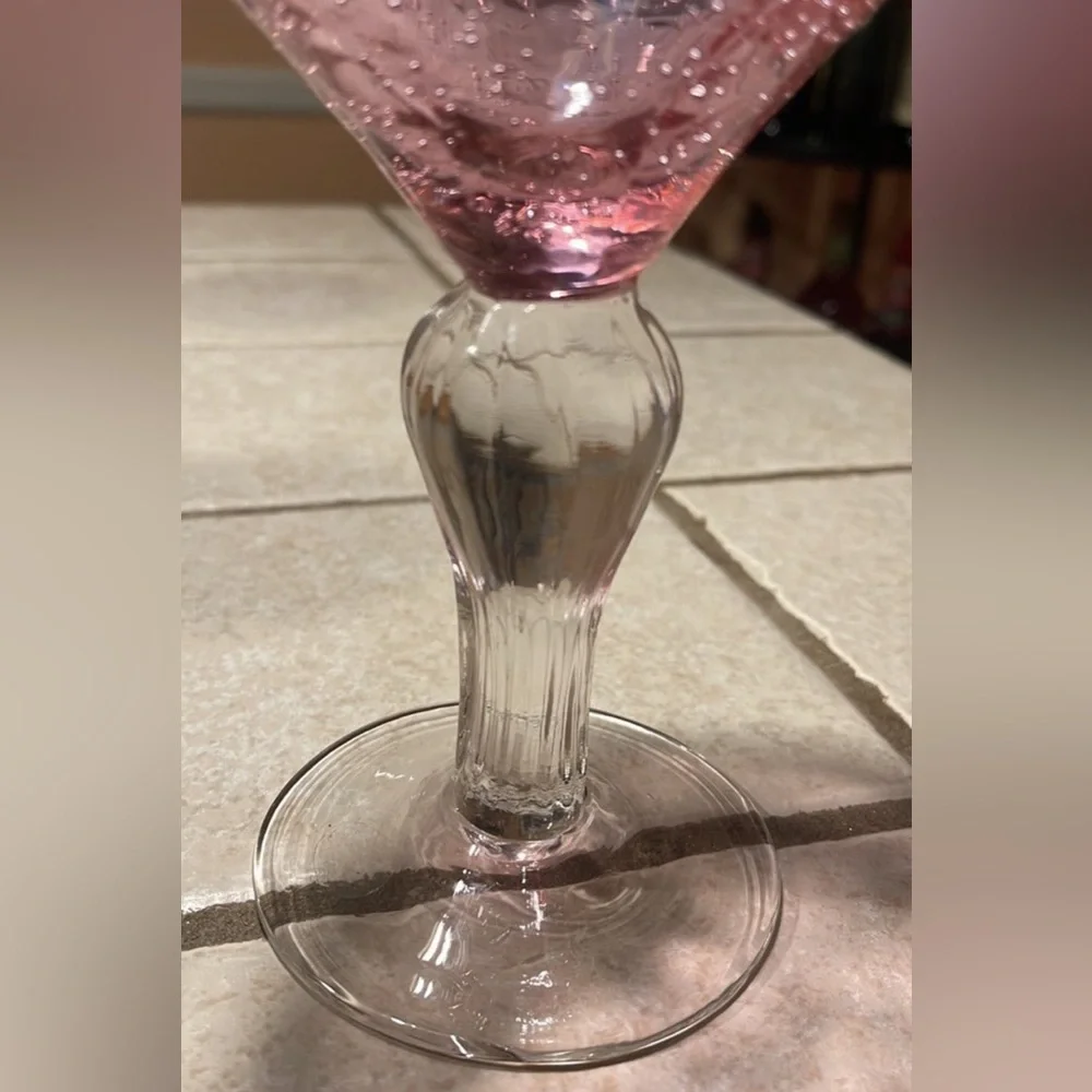 Martini Pink & Clear Heavy Cup!! 7”Aprox